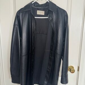 Aritzia Pelli Black Faux Leather Jacket Shacket